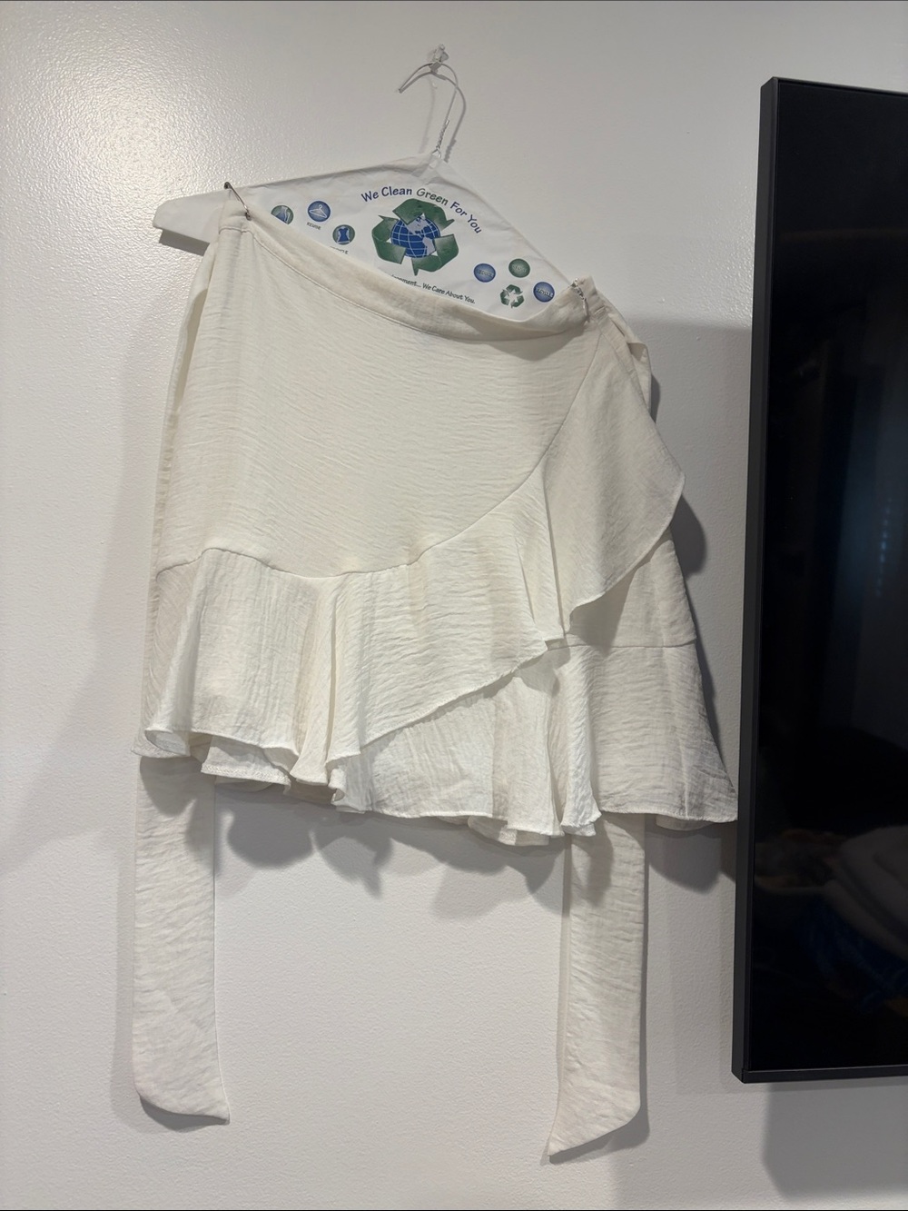 Topshop Cream Asymmetrical Ruffle Wrap Skirt